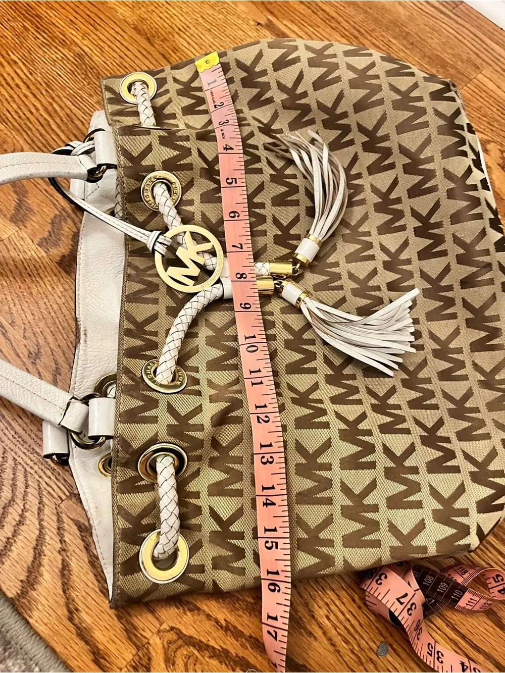 Michael Kors Jet Set Monogram Canvas and Leather Tote - Picture 9 of 9
